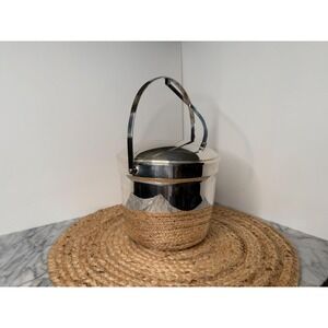 Vintage Art Deco style silverplate, swingtop ice bucket, HEAVY